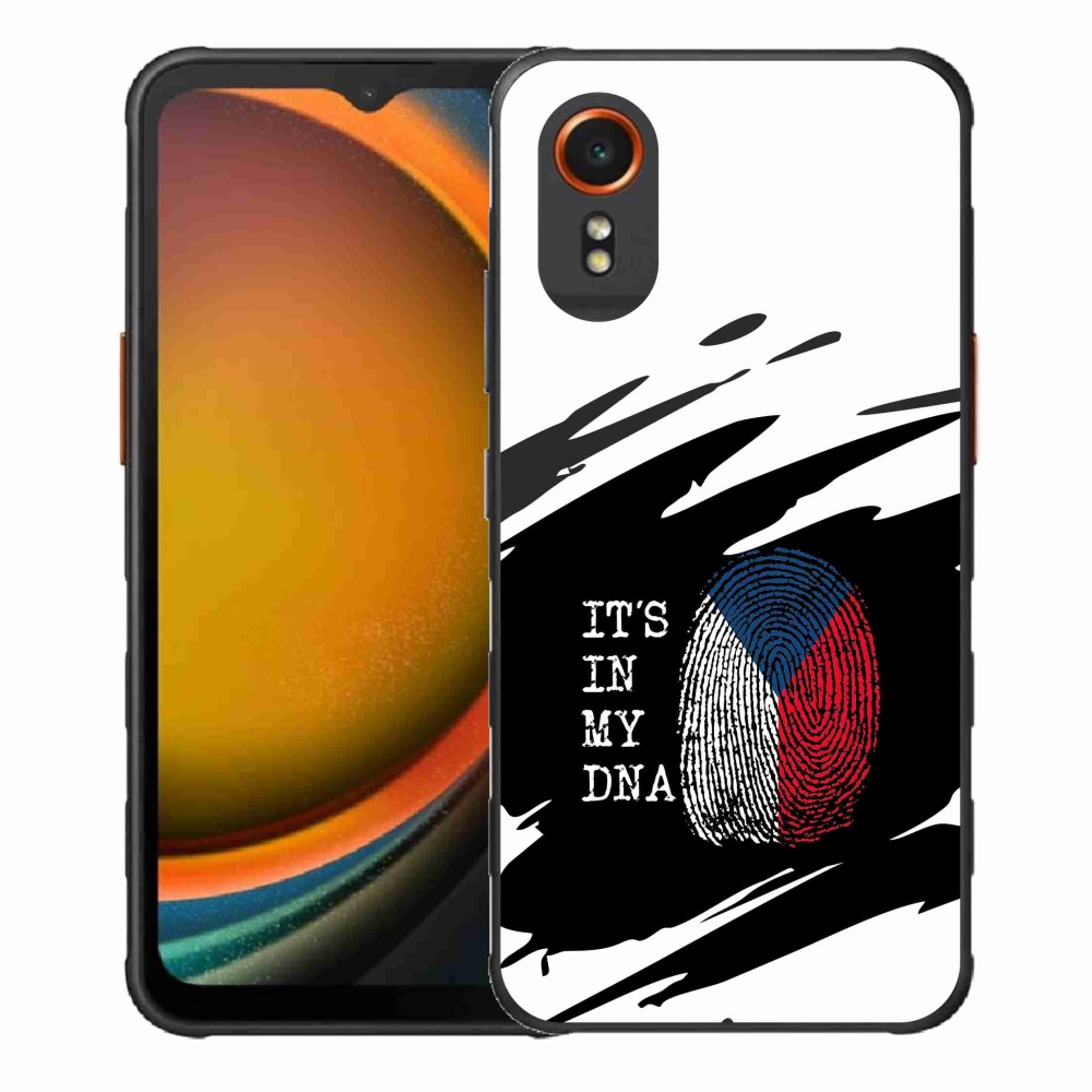 Gelový kryt mmCase na Samsung Galaxy Xcover 7 - vlajka otisk prstu černobílé pozadí