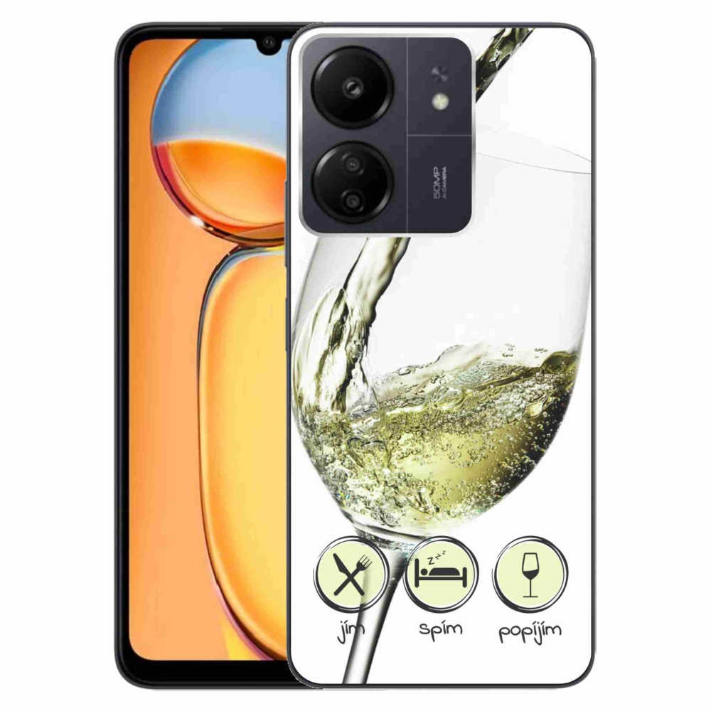 Gelový obal mmCase na Xiaomi Poco C65/Redmi 13C - sklenička vína bílé