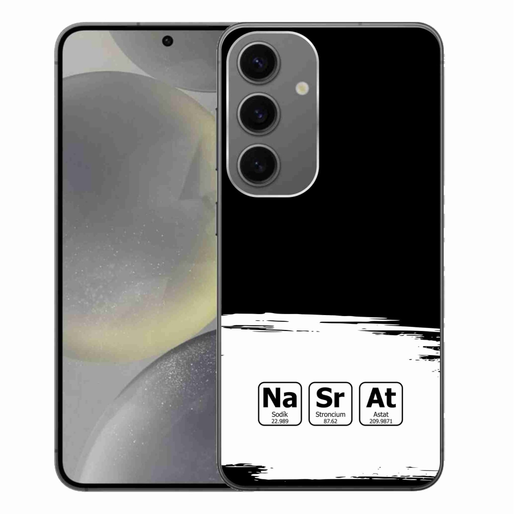 Gelový kryt mmCase na Samsung Galaxy S24+ - chemické prvky bíločerné pozadí