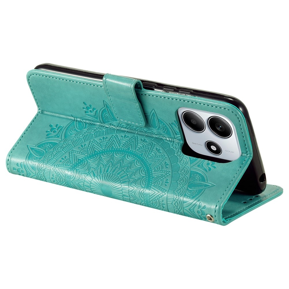 Mandala knížkové pouzdro na Xiaomi Redmi Note 14 5G - modrozelené