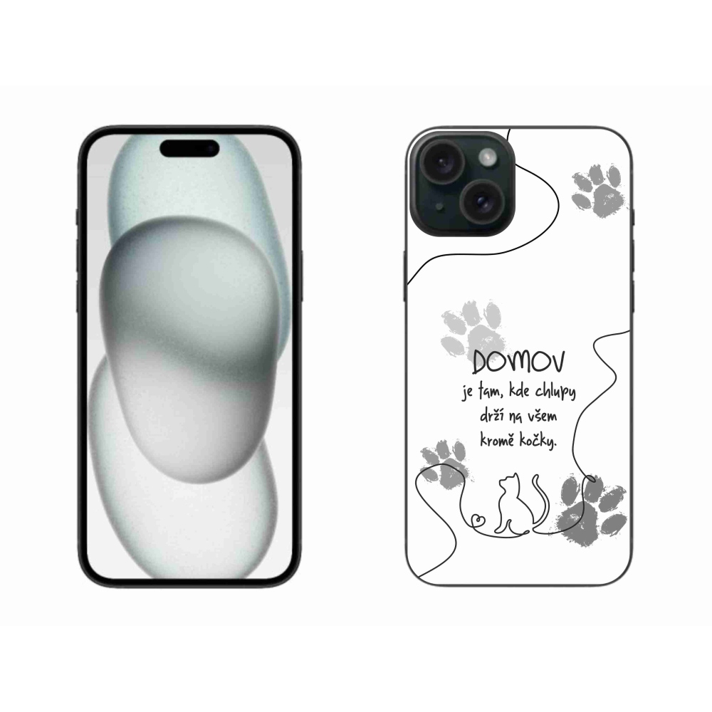 Gelový kryt mmCase na iPhone 15 Plus - kočičí motiv bílé pozadí