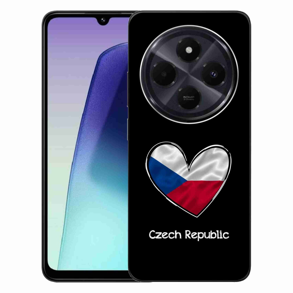 Gelový kryt mmCase na Xiaomi Redmi 14C/Poco C75 - vlajka srdce černé pozadí