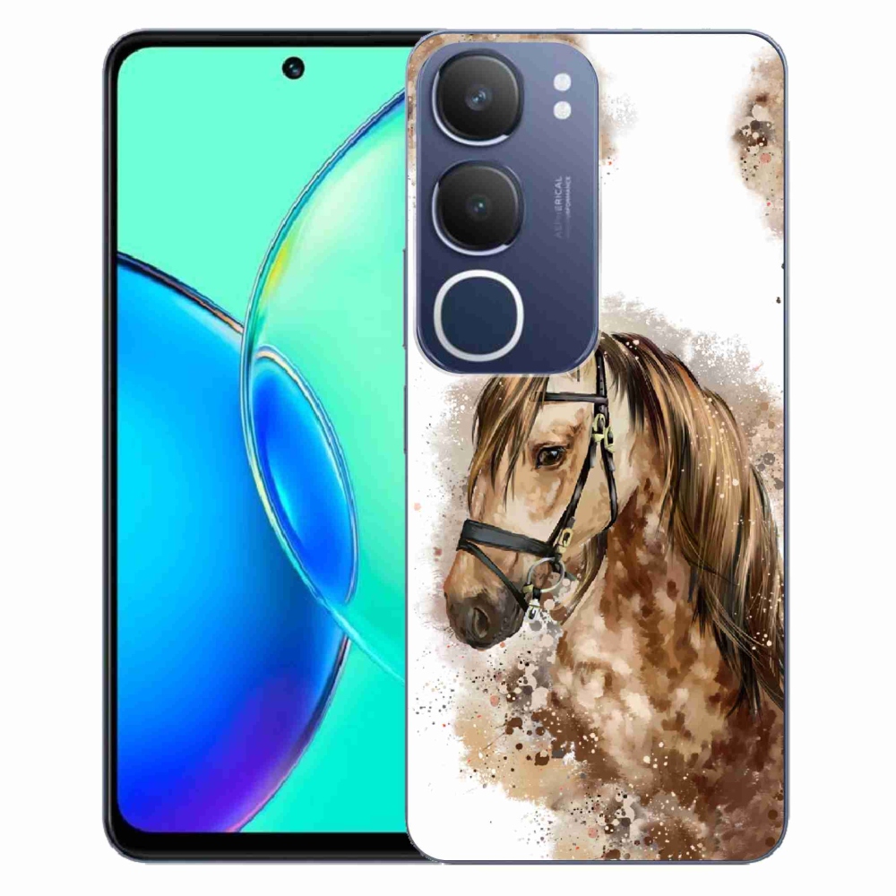 Gelový kryt mmCase na Vivo Y19s - hnědý kreslený kůň