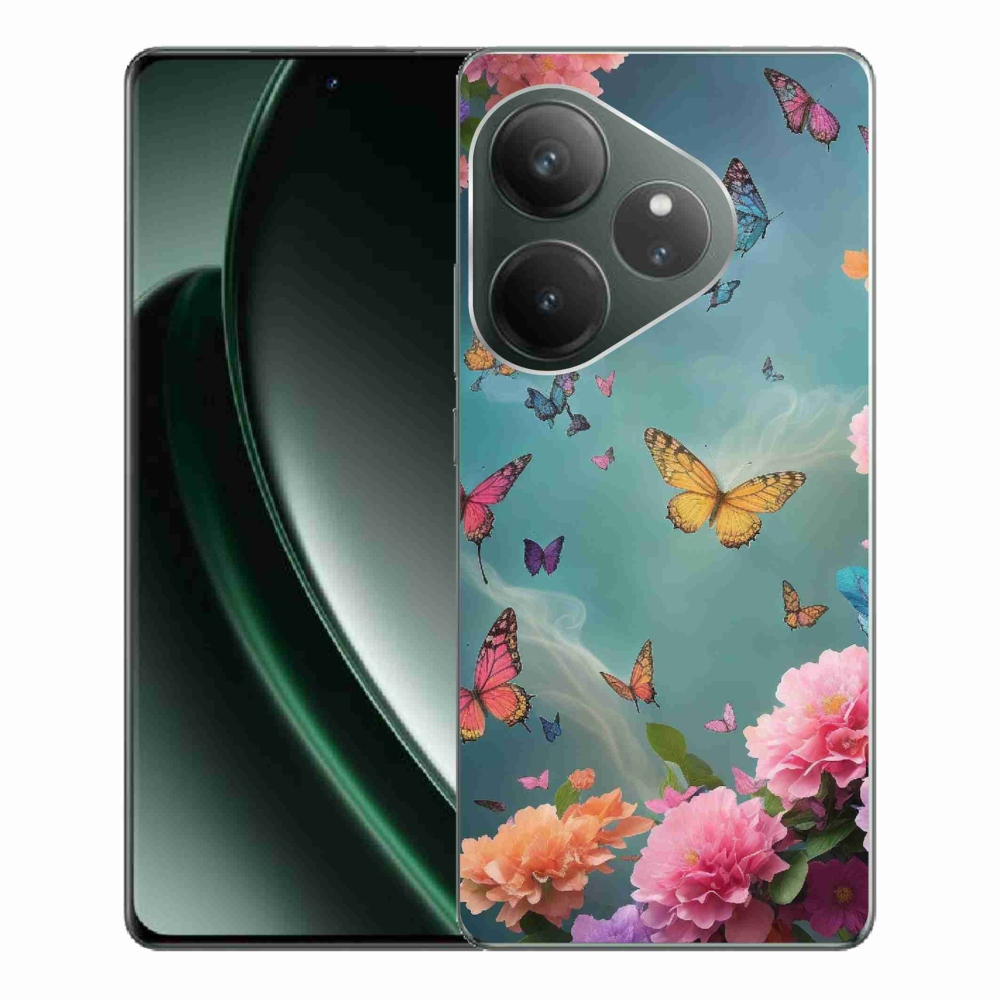 Gelový kryt mmCase na Realme GT 6 5G/GT 6T 5G - barevné květy a motýli