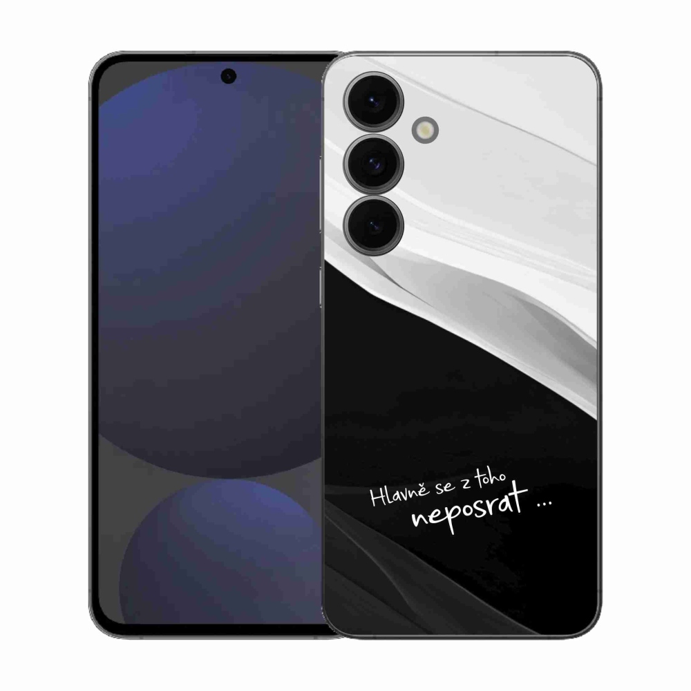 Gelový kryt mmCase na Samsung Galaxy S25 FE - vtipný text 13 černobílé pozadí