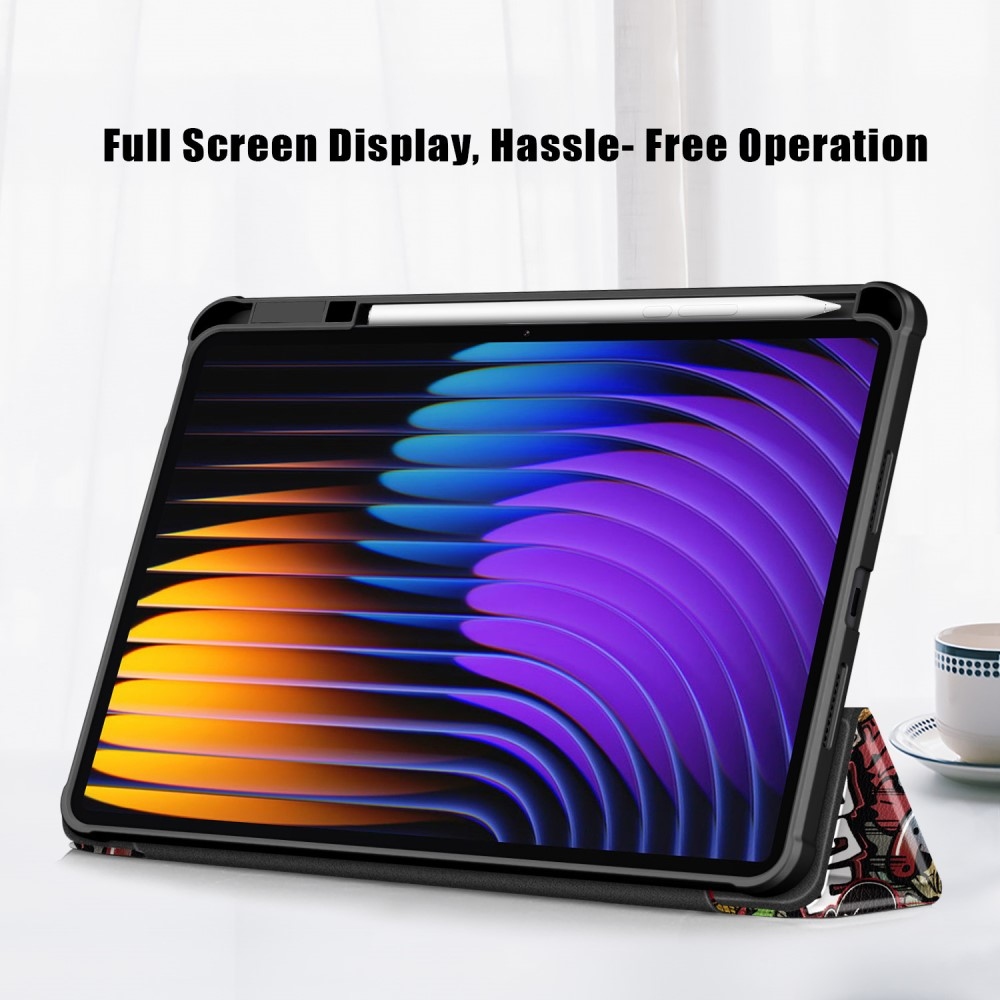 Pattern chytré polohovací pouzdro s průhlednými zády na tablet Xiaomi Pad 7/7 Pro - graffiti