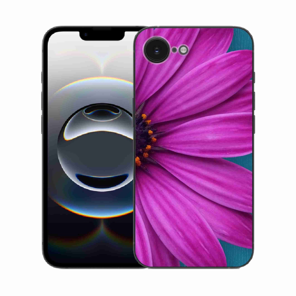 Gelový kryt mmCase na iPhone 16e - fialová kopretina