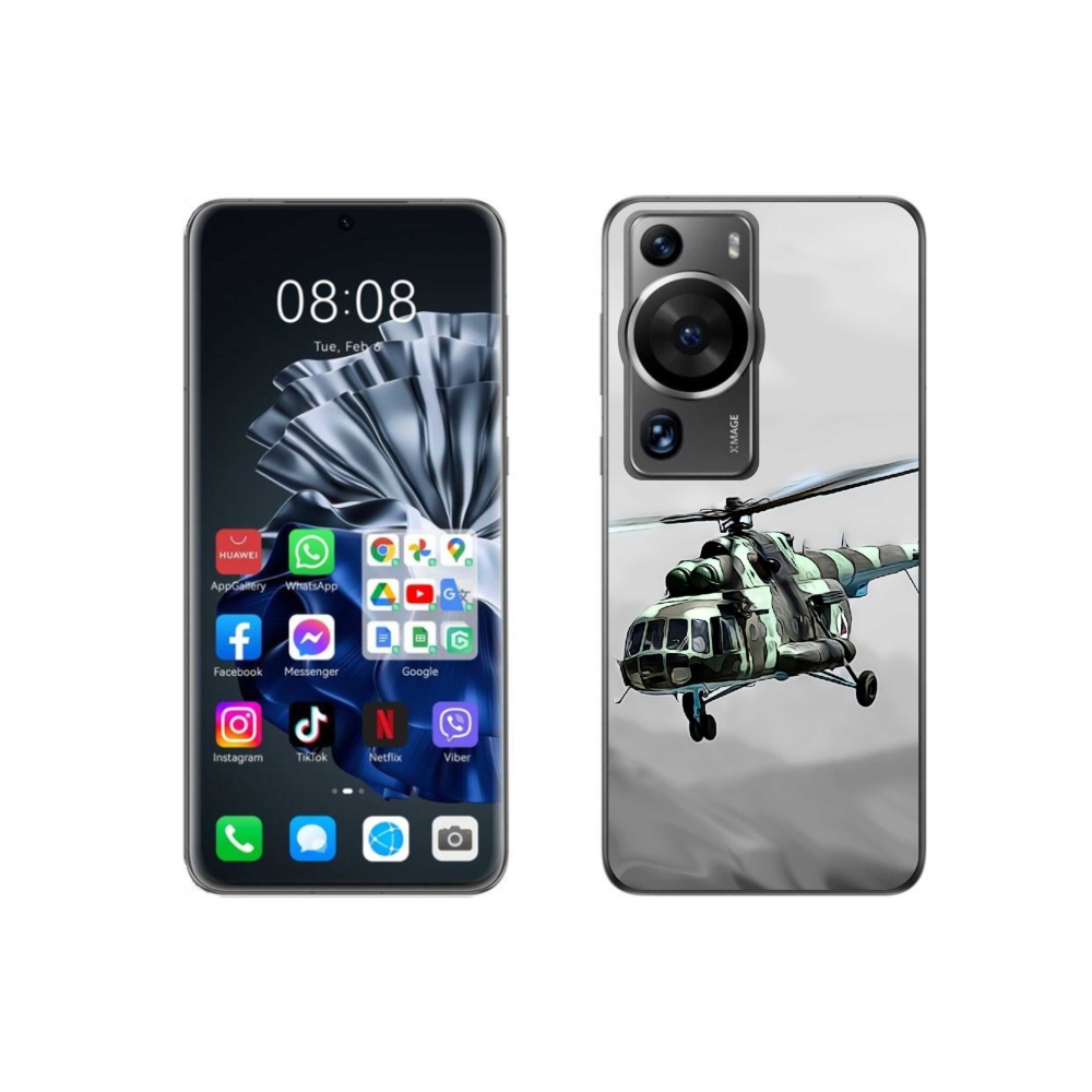 Gelový kryt mmCase na Huawei P60 Pro - vojenský vrtulník