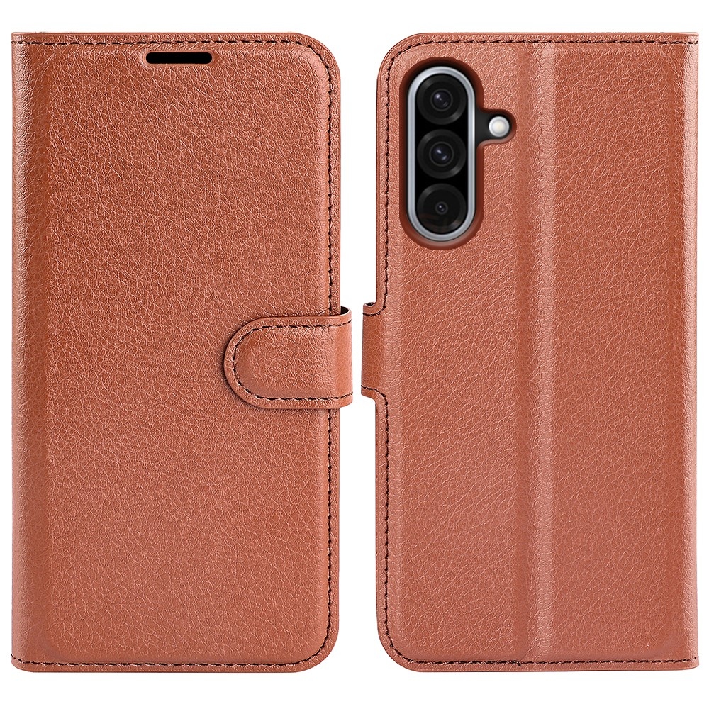 Litchi knížkové pouzdro na Samsung Galaxy A36 5G - hnědé