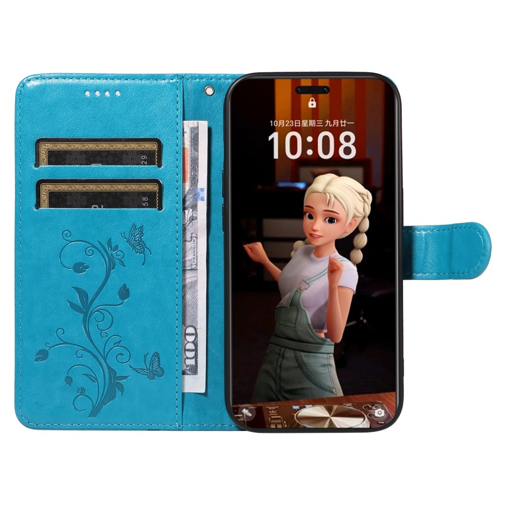 Flowery knížkové pouzdro na Honor Magic 7 Pro 5G - modré