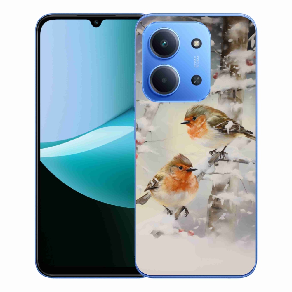 Gelový kryt mmCase na Xiaomi Redmi 15C 4G/5G (173mm) - ptáčci v zimě