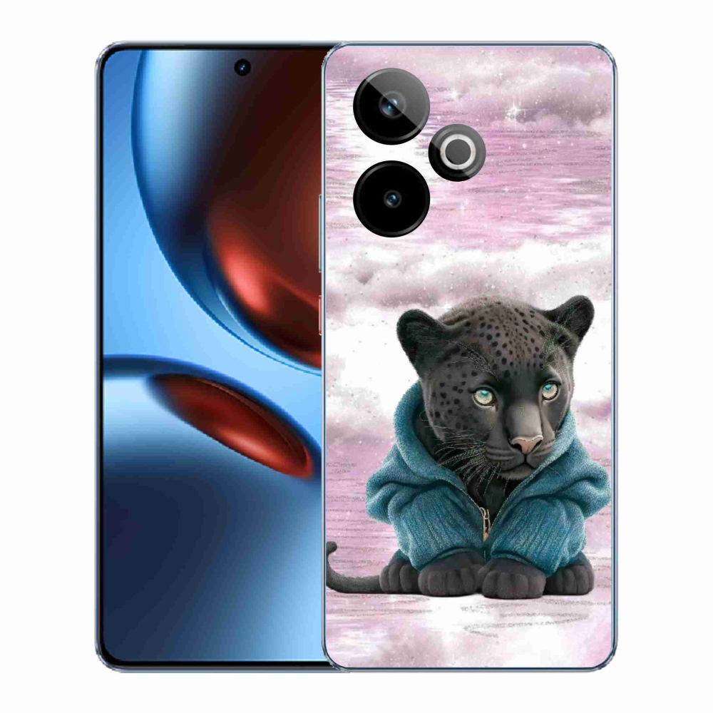 Gelový kryt mmCase na Realme GT 7 5G/GT 7T 5G - černý panter ve svetru