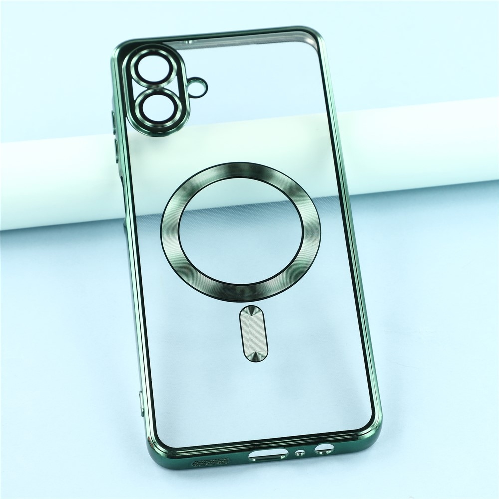 Clear obal s ochranou fotoaparátu a podporou MagSafe na Samsung Galaxy A07 4G - zelený