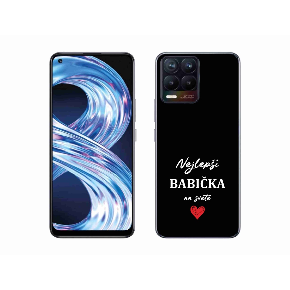 Gelový kryt mmCase na Realme 8 4G - nejlepší babička 1 černé pozadí