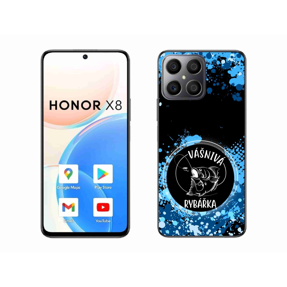 Gelový kryt mmCase na Honor X8 4G - vášnivá rybářka černé pozadí