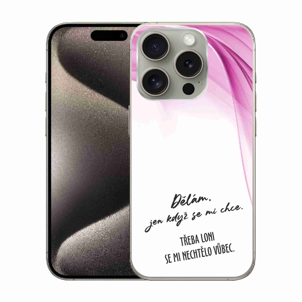Gelový kryt mmCase na iPhone 15 Pro - vtipný text 12 bílé pozadí
