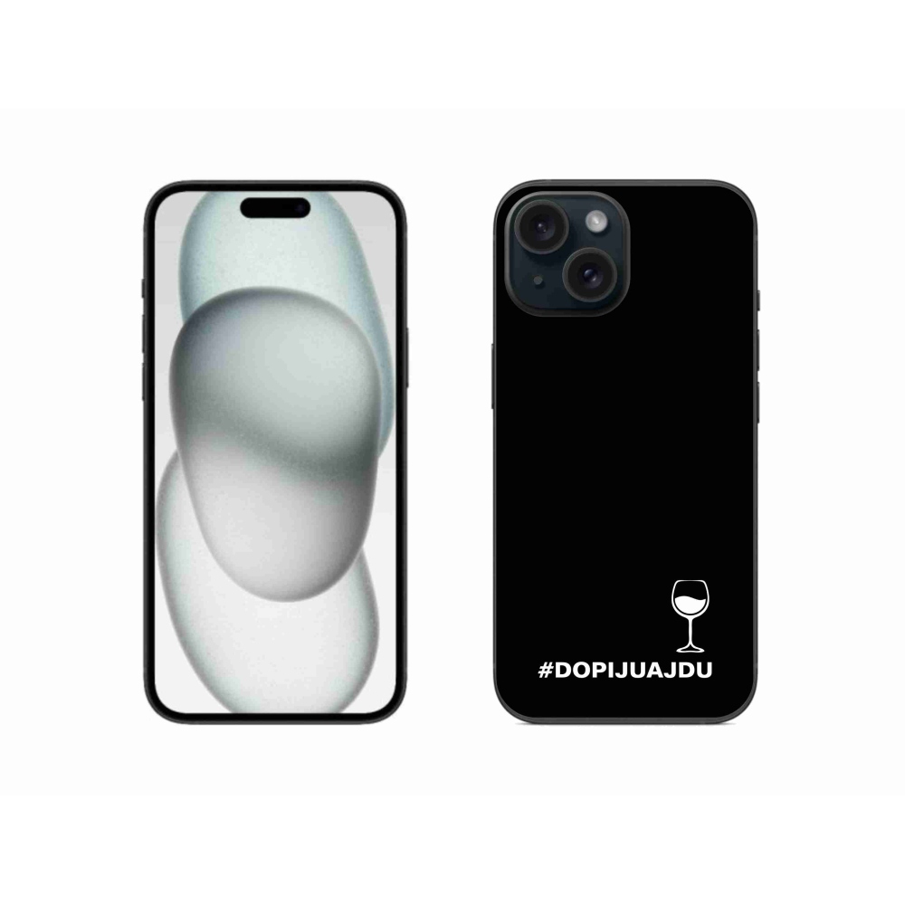 Gelový kryt mmCase na iPhone 15 - vinný motiv černé pozadí
