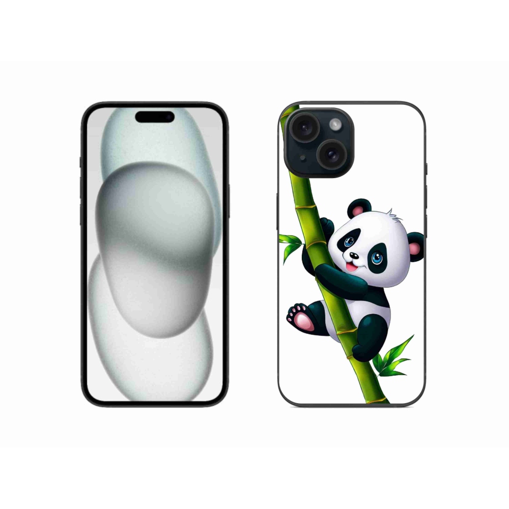 Gelový kryt mmCase na iPhone 15 - panda na bambusu