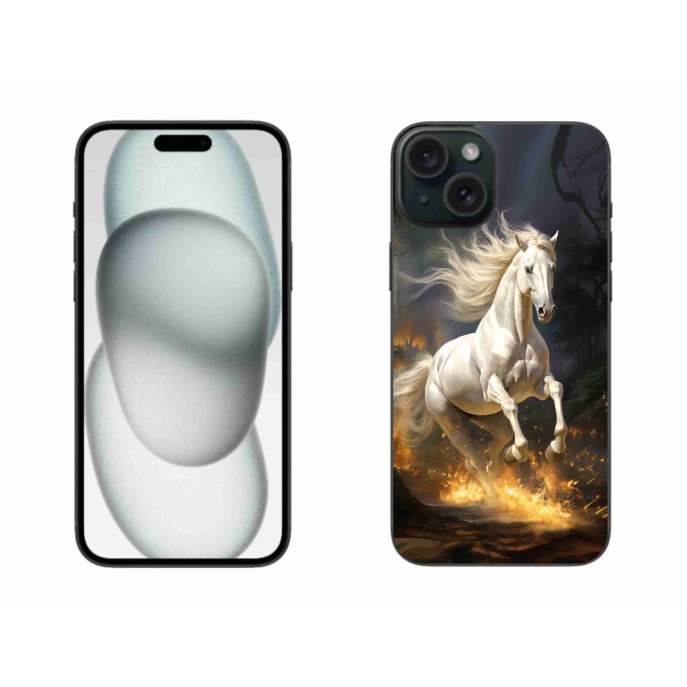 Gelový kryt mmCase na iPhone 15 Plus - bílý kůň 2