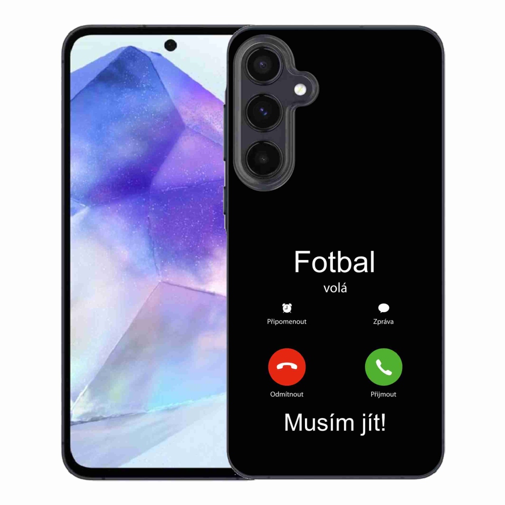 Gelový kryt mmCase na Samsung Galaxy A55 5G - fotbal volá černé pozadí