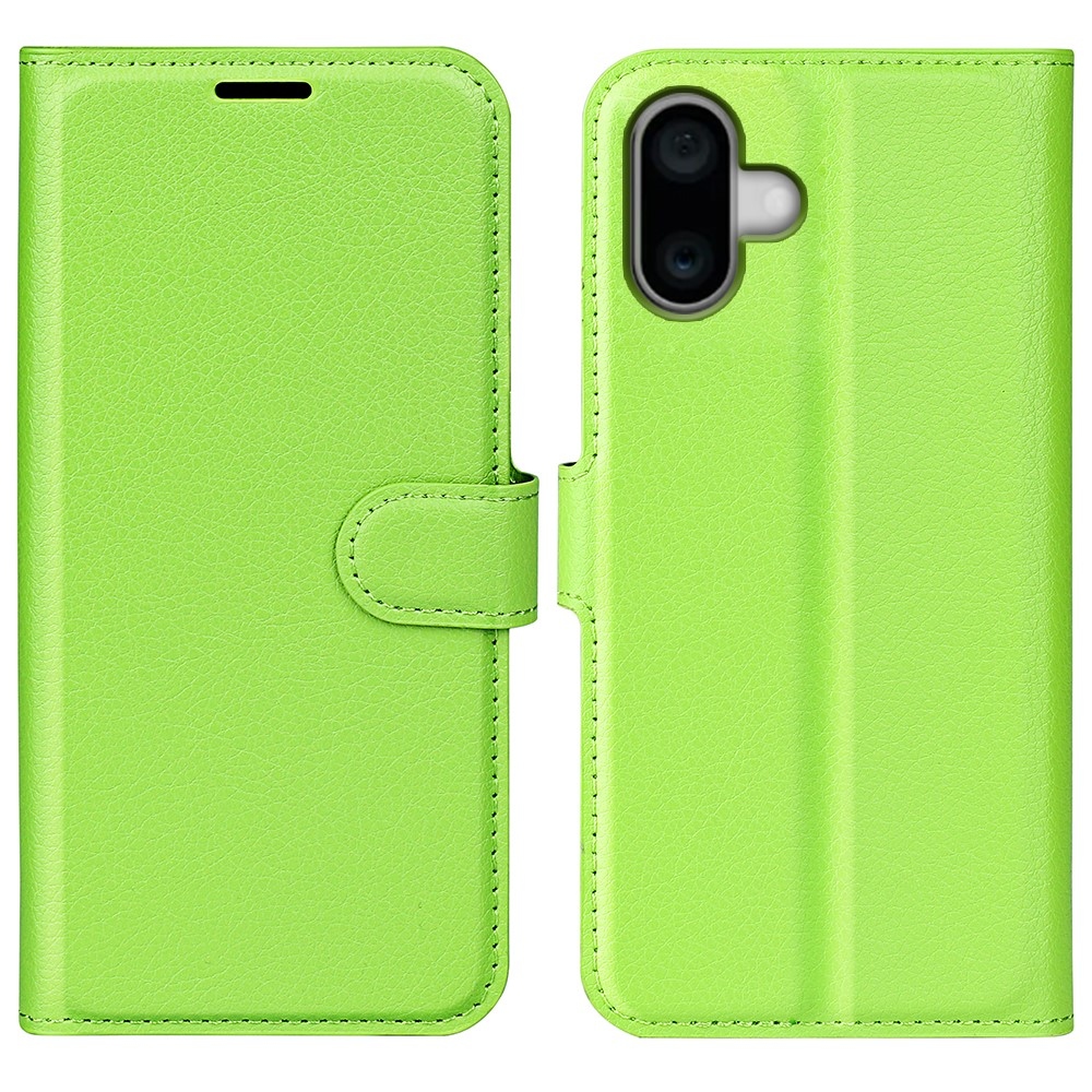 Litchi knížkové pouzdro na iPhone 16 Plus - zelené