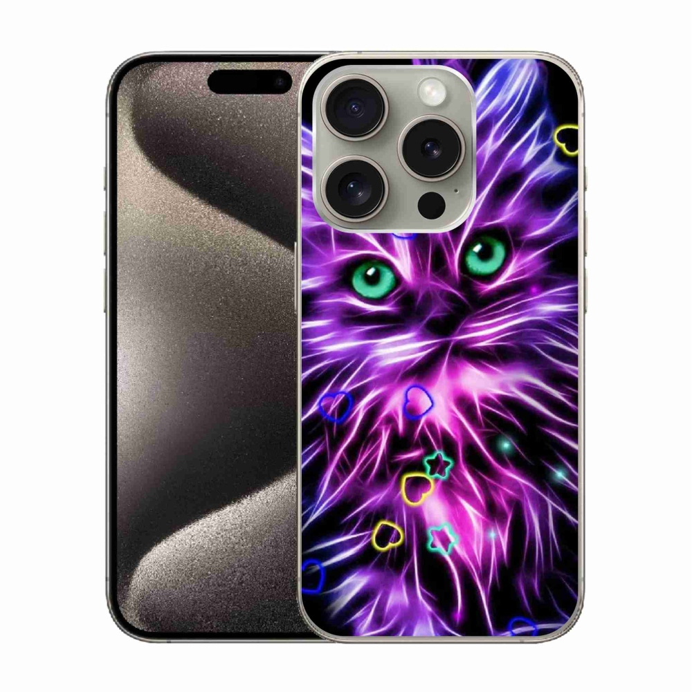 Gelový kryt mmCase na iPhone 15 Pro - abstraktní kočka