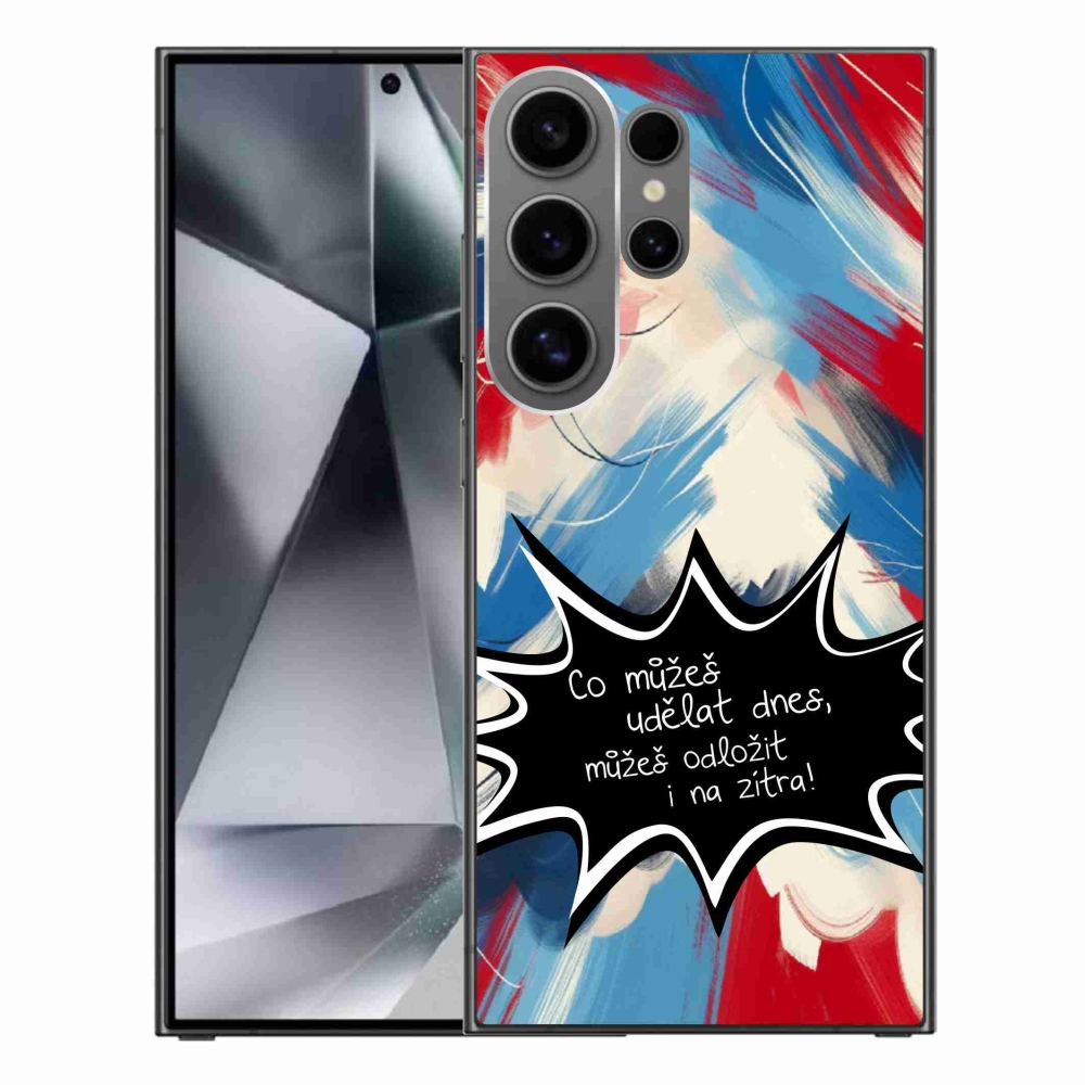 Gelový kryt mmCase na Samsung Galaxy S24 Ultra - vtipný text 9 černé pozadí