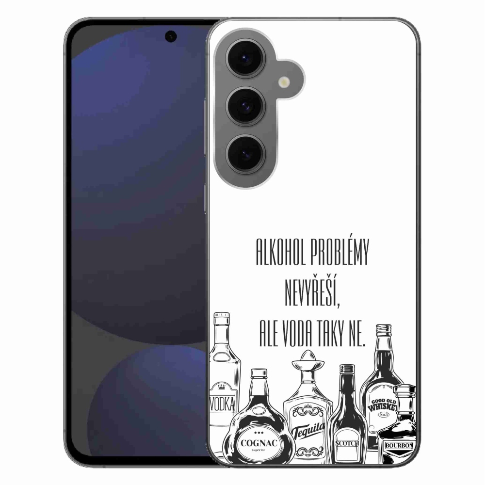 Gelový kryt mmCase na Samsung Galaxy S24 FE - vtipný text bílé pozadí