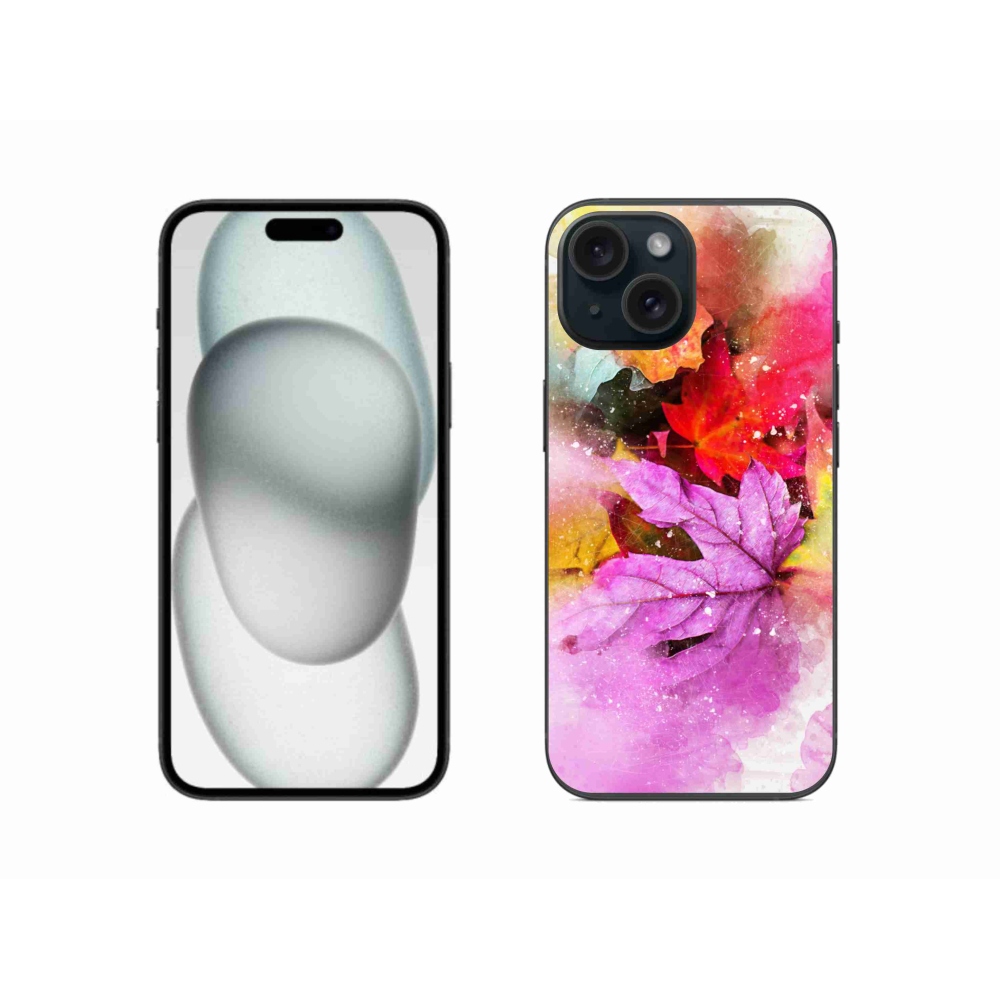 Gelový kryt mmCase na iPhone 15 - barevné listy