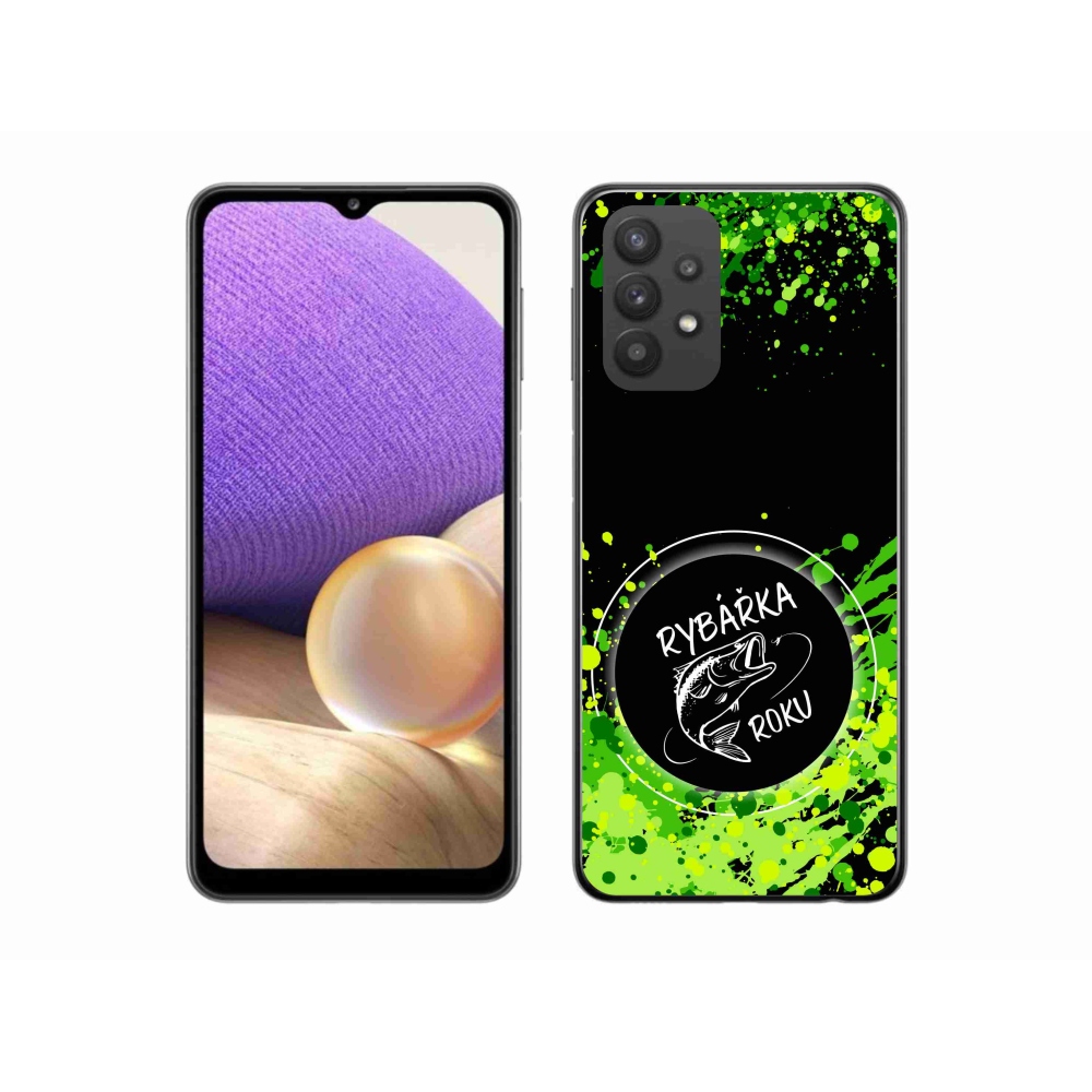 Gelový kryt mmCase na Samsung Galaxy A32 5G - rybářka roku černé pozadí