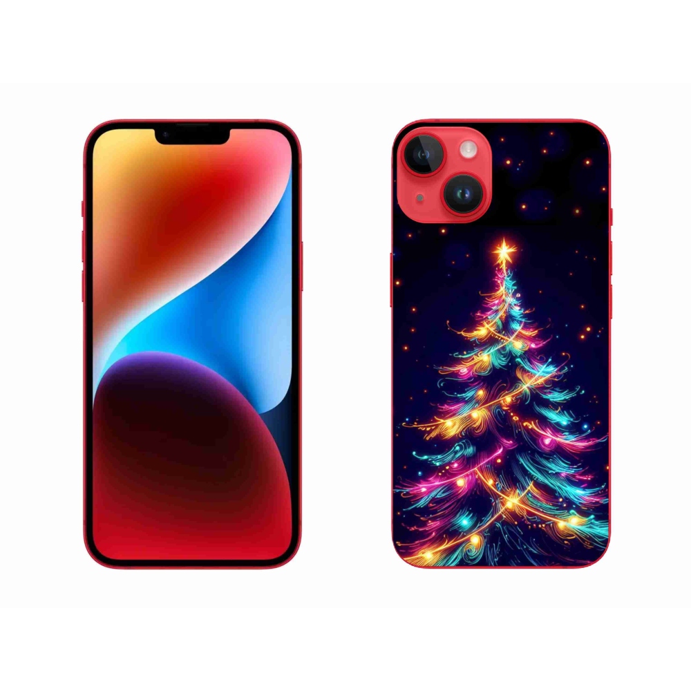 Gelový kryt mmCase na iPhone 14 Plus - neonový vánoční stromek