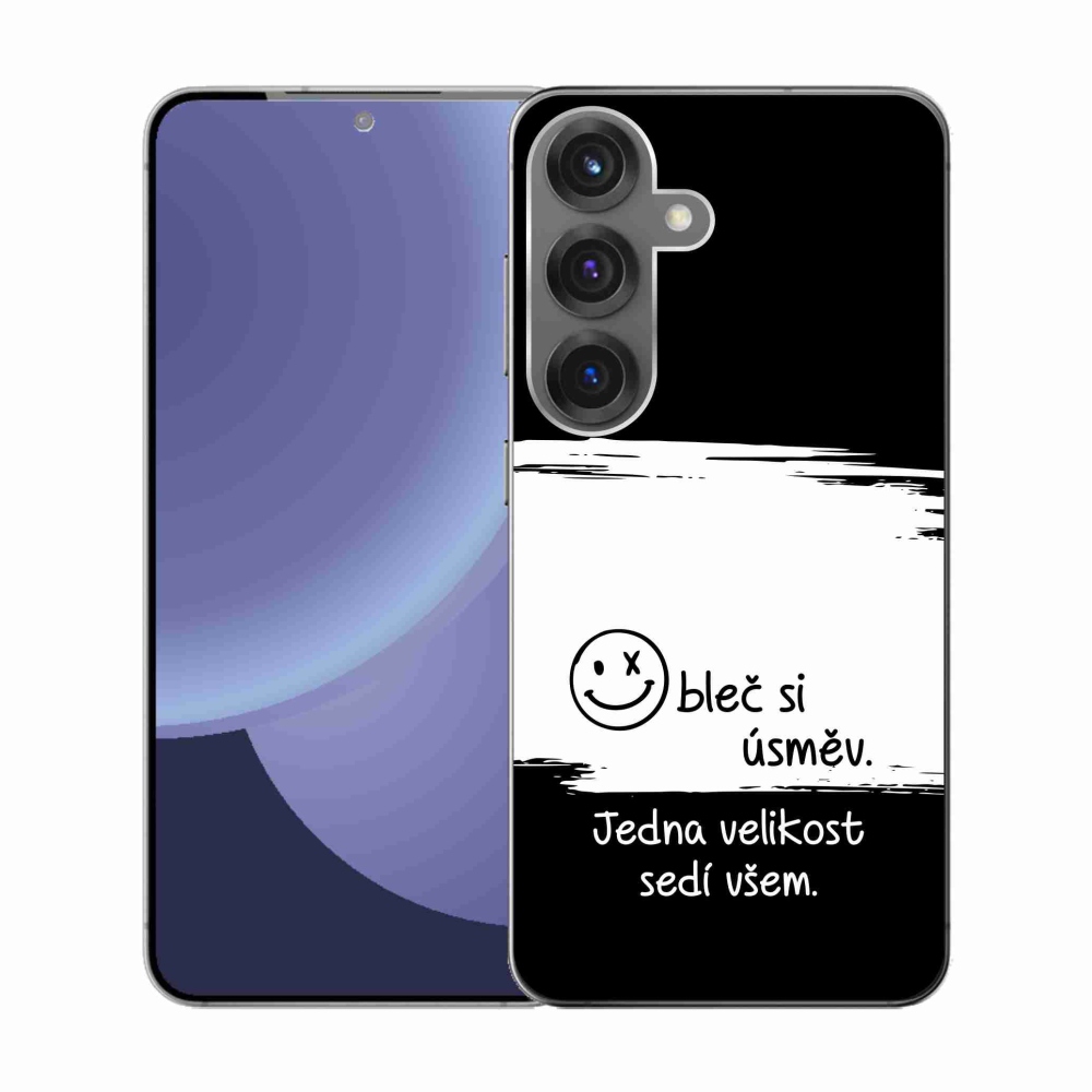 Gelový kryt mmCase na Samsung Galaxy S25 - vtipný text 8 bíločerné pozadí