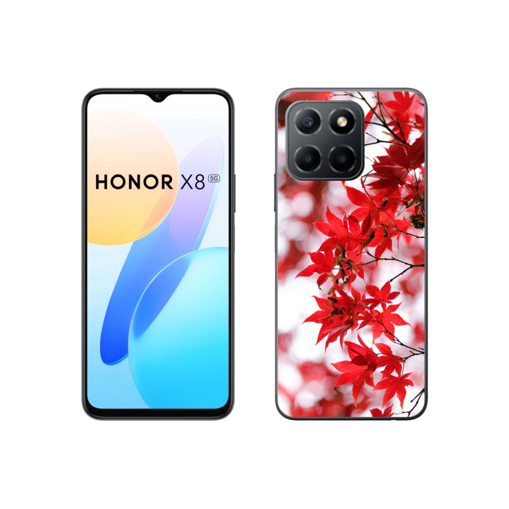 Gelový kryt mmCase na Honor X8 5G/70 Lite 5G - červené listy