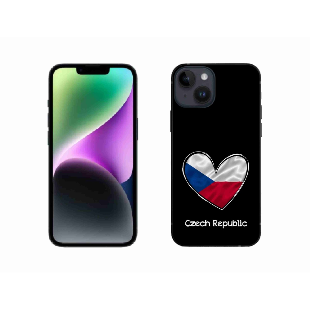 Gelový kryt mmCase na iPhone 14 - vlajka srdce černé pozadí