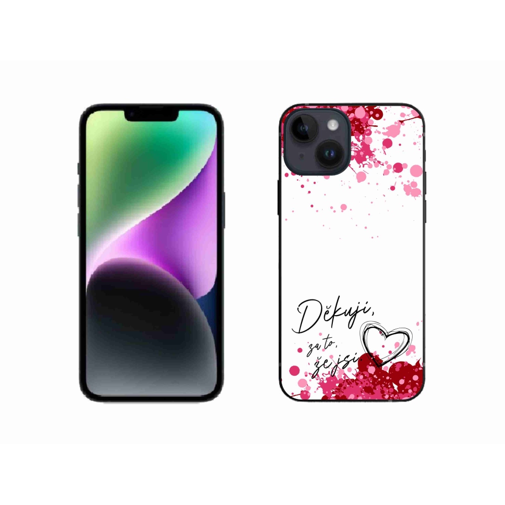 Gelový kryt mmCase na iPhone 14 - zamilovaný text 2 bílé pozadí