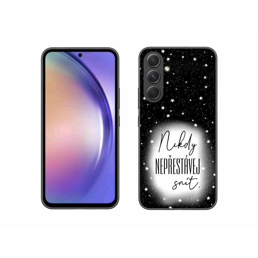 Gelový kryt mmCase na Samsung Galaxy A54 5G - citát 1 bíločerné pozadí
