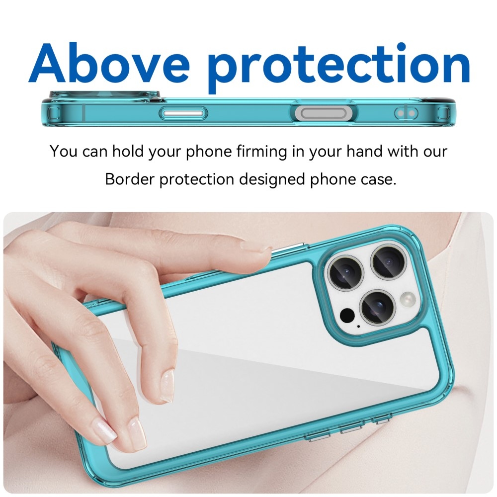 Gelový obal s pevnými zády na iPhone 16 Pro Max - světlemodrý