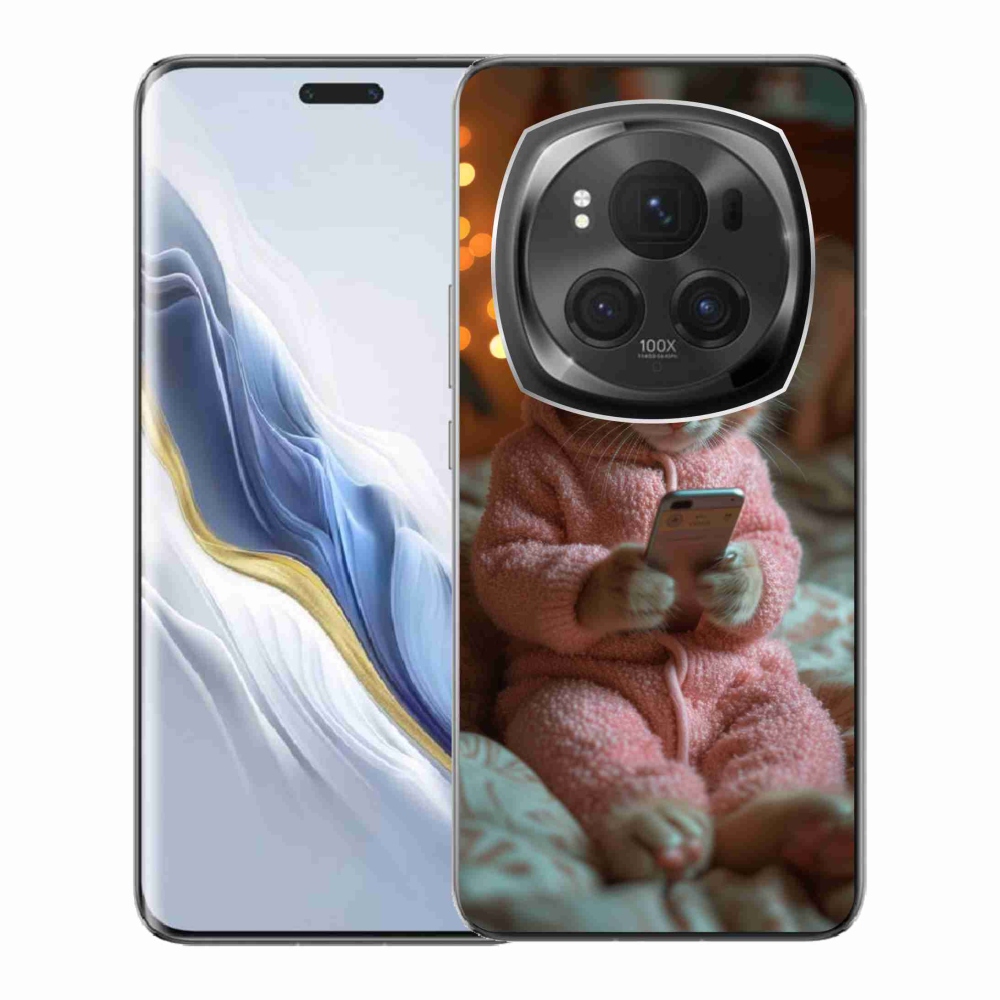 Gelový kryt mmCase na Honor Magic 6 Pro 5G - kotě s mobilem