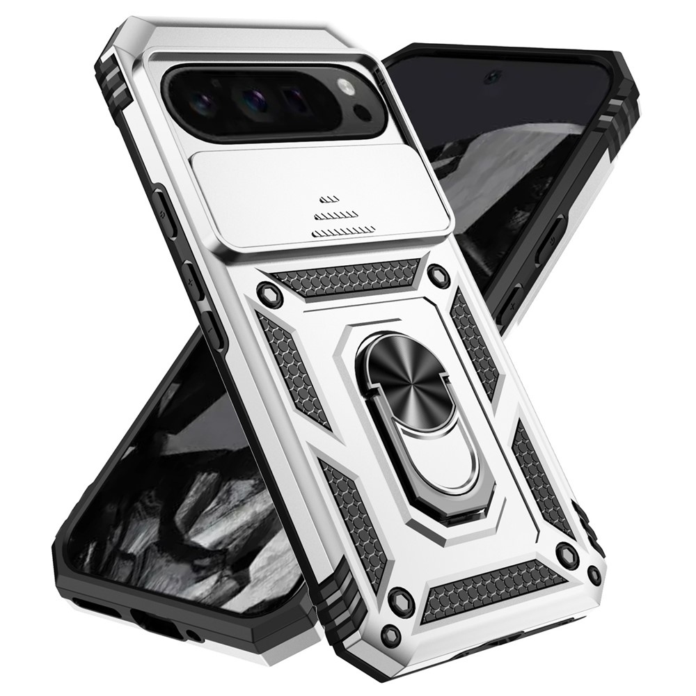 Ring odolný kryt na Google Pixel 10 Pro XL/Pixel 9 Pro XL - stříbrný