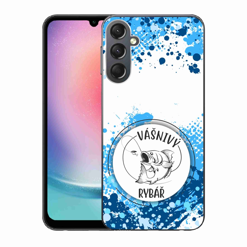 Gelový kryt mmCase na Samsung Galaxy A24 - vášnivý rybář bílé pozadí