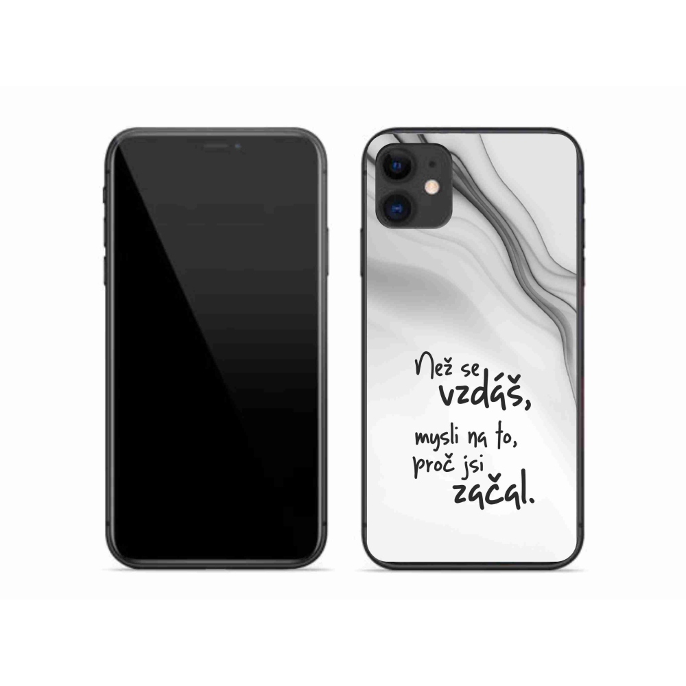 Gelový kryt mmCase na iPhone 11 - citát 2 bílé pozadí