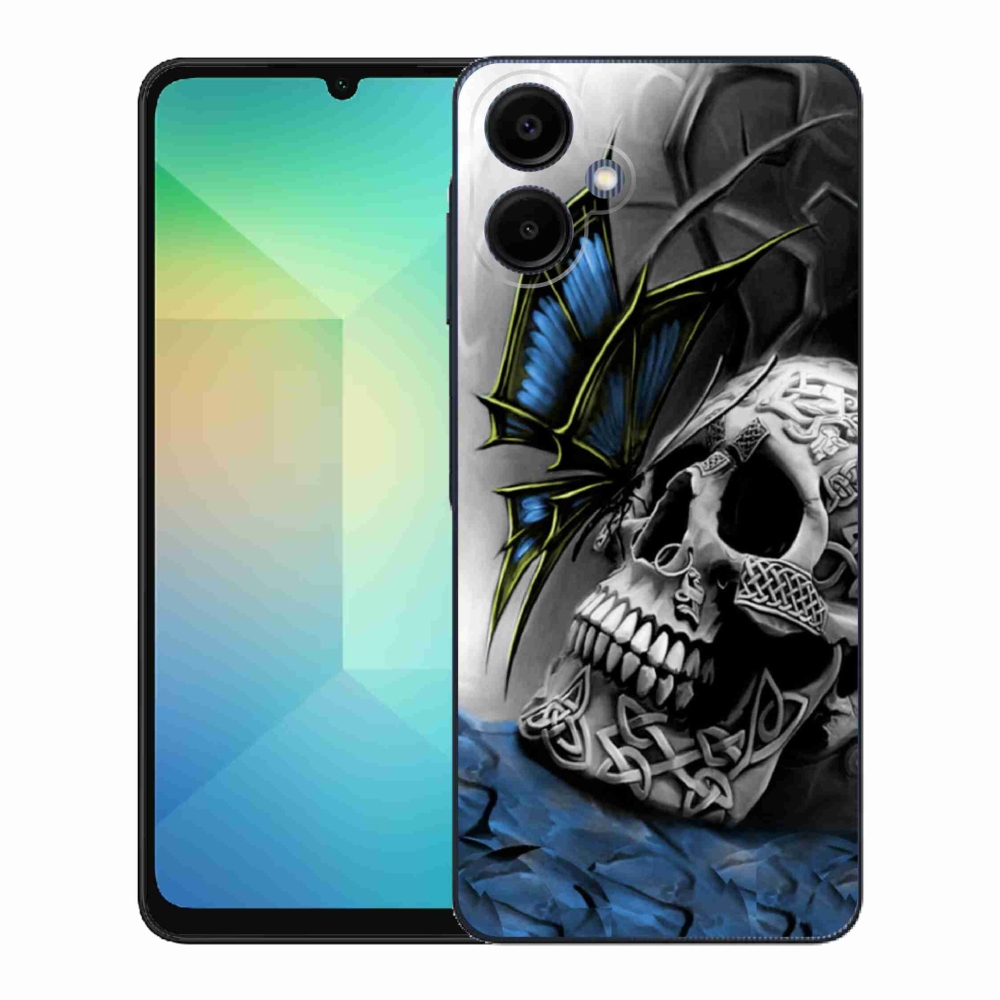 Gelový kryt mmCase na Samsung Galaxy A06 4G - motýl a lebka