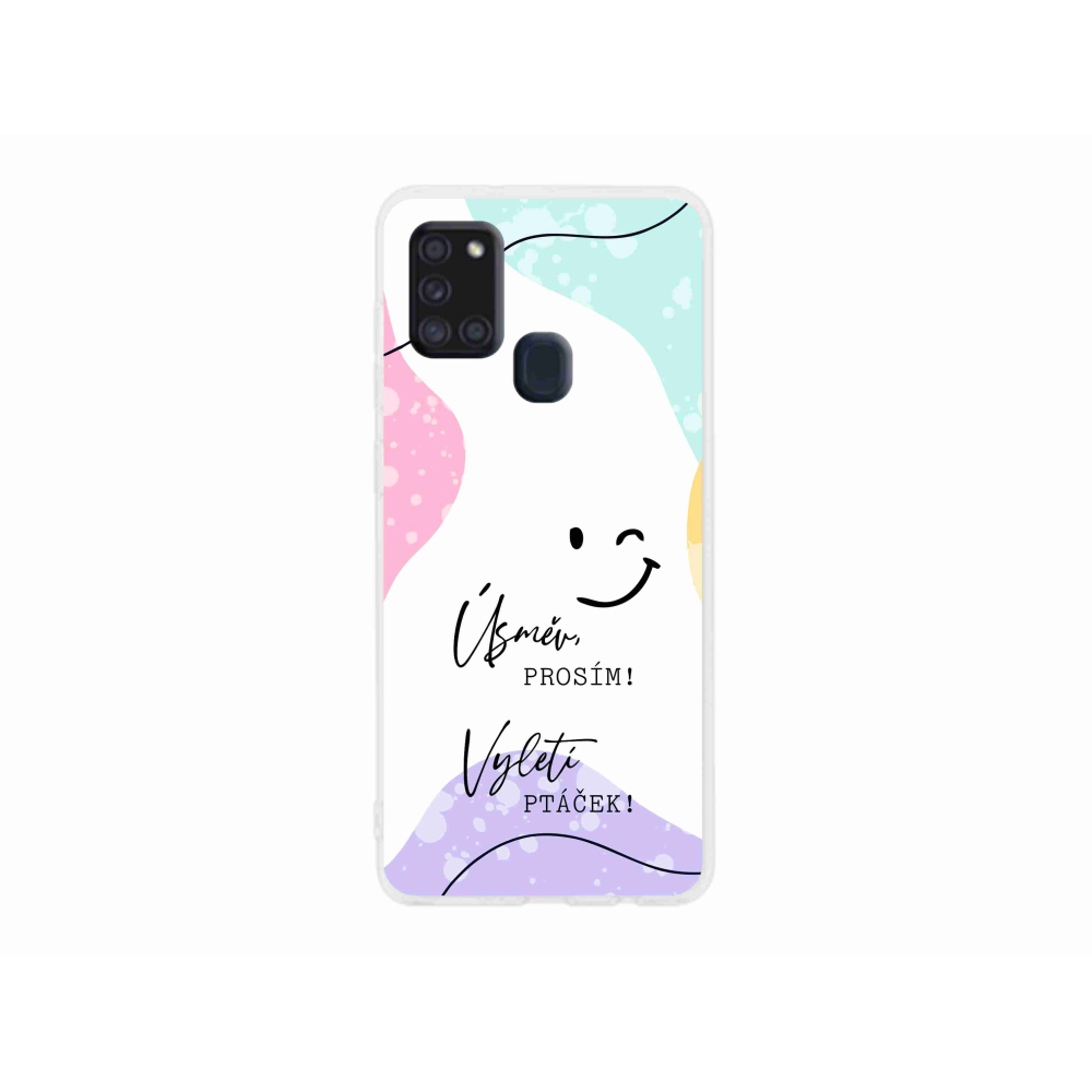 Gelový kryt mmCase na Samsung Galaxy A21s - vtipný text 4 bílé pozadí