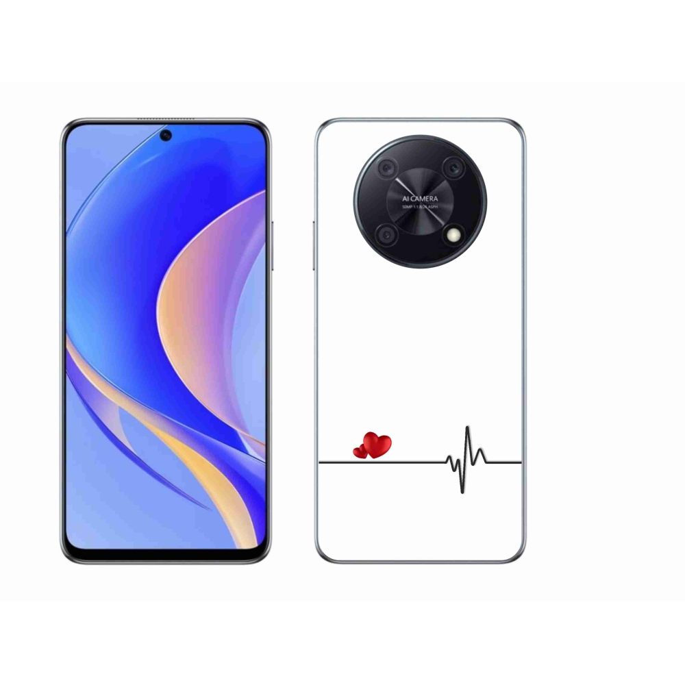 Gelový kryt mmCase na Huawei Nova Y90 - srdce a tep bílé pozadí