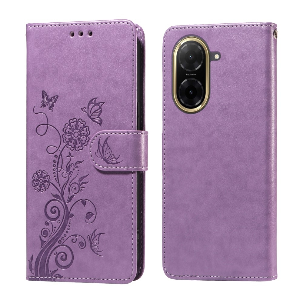 Flowery knížkové pouzdro na Xiaomi Redmi A5 (173.45x79.35x8.45mm) - fialové