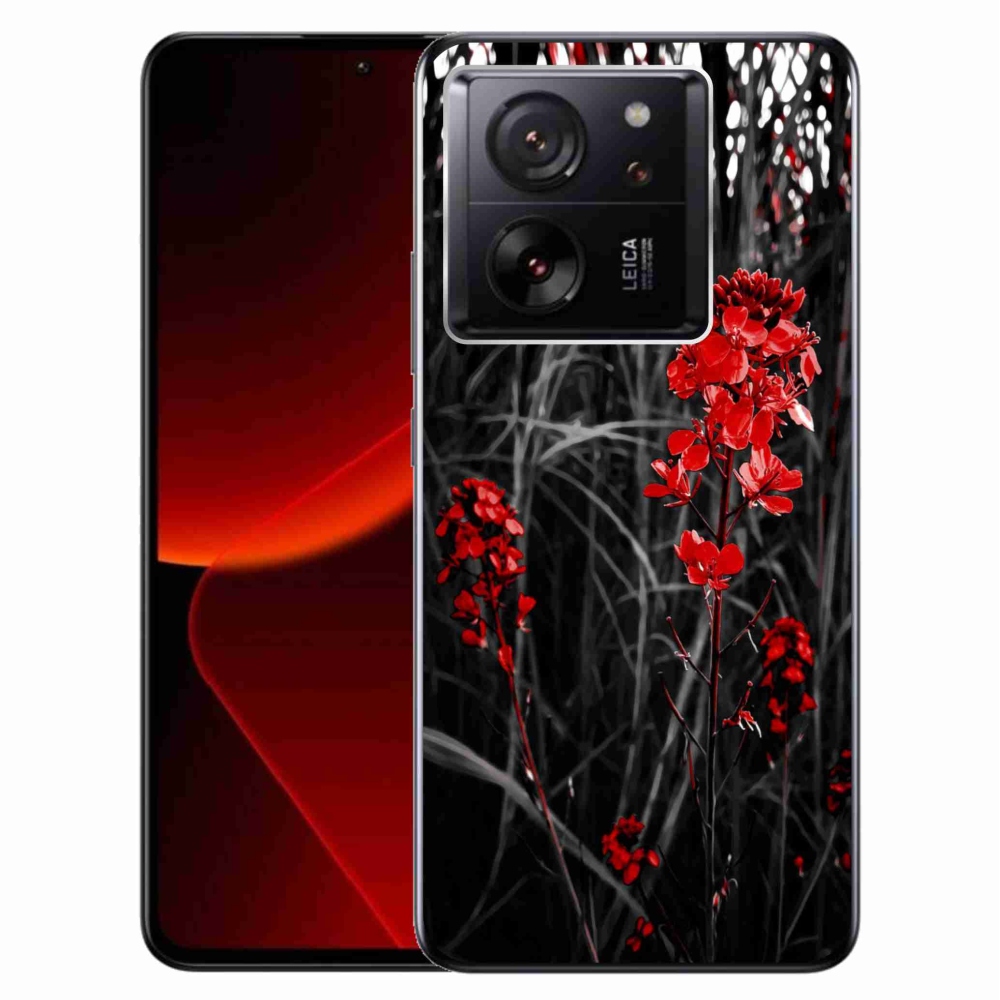 Gelový kryt mmCase na Xiaomi 13T/13T Pro - červená rostlina