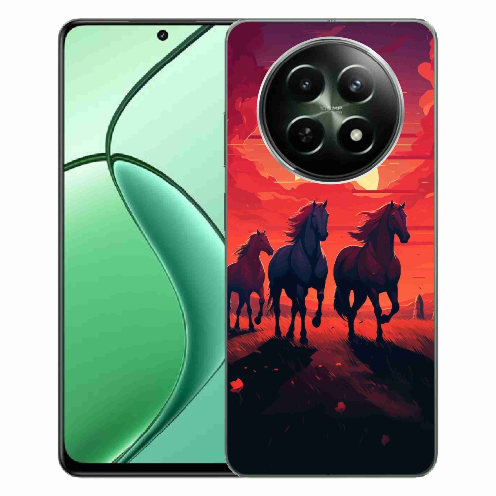 Gelový kryt mmCase na Realme 12 5G/12x 5G - koně a západ slunce