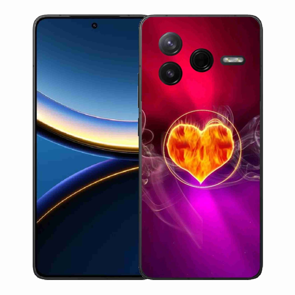 Gelový kryt mmCase na Xiaomi Poco F7 Pro - ohnivé srdce