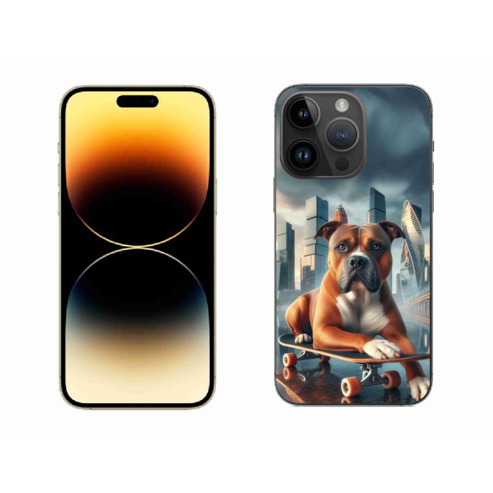 Gelový kryt mmCase na iPhone 14 Pro Max 6.7 - pes na skateboardu