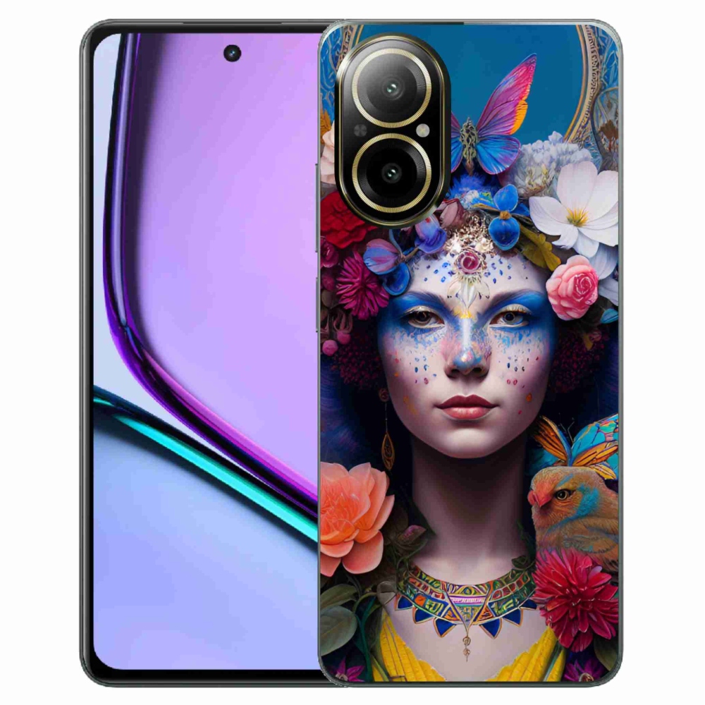 Gelový kryt mmCase na Realme C67 - žena s květinami
